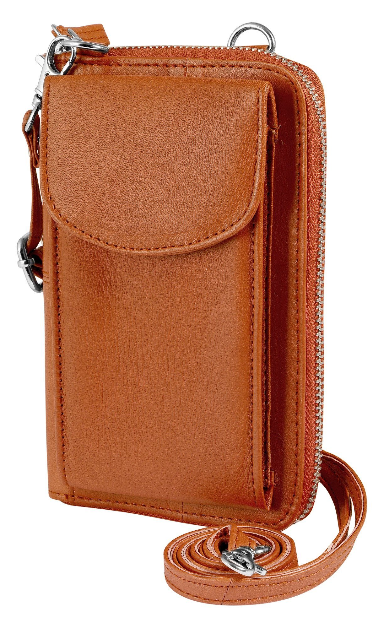AKZENT Handytasche Nahed Unisex Akzent Handyumhängetasche mit Geldbörse aus Echtleder (einzeln)