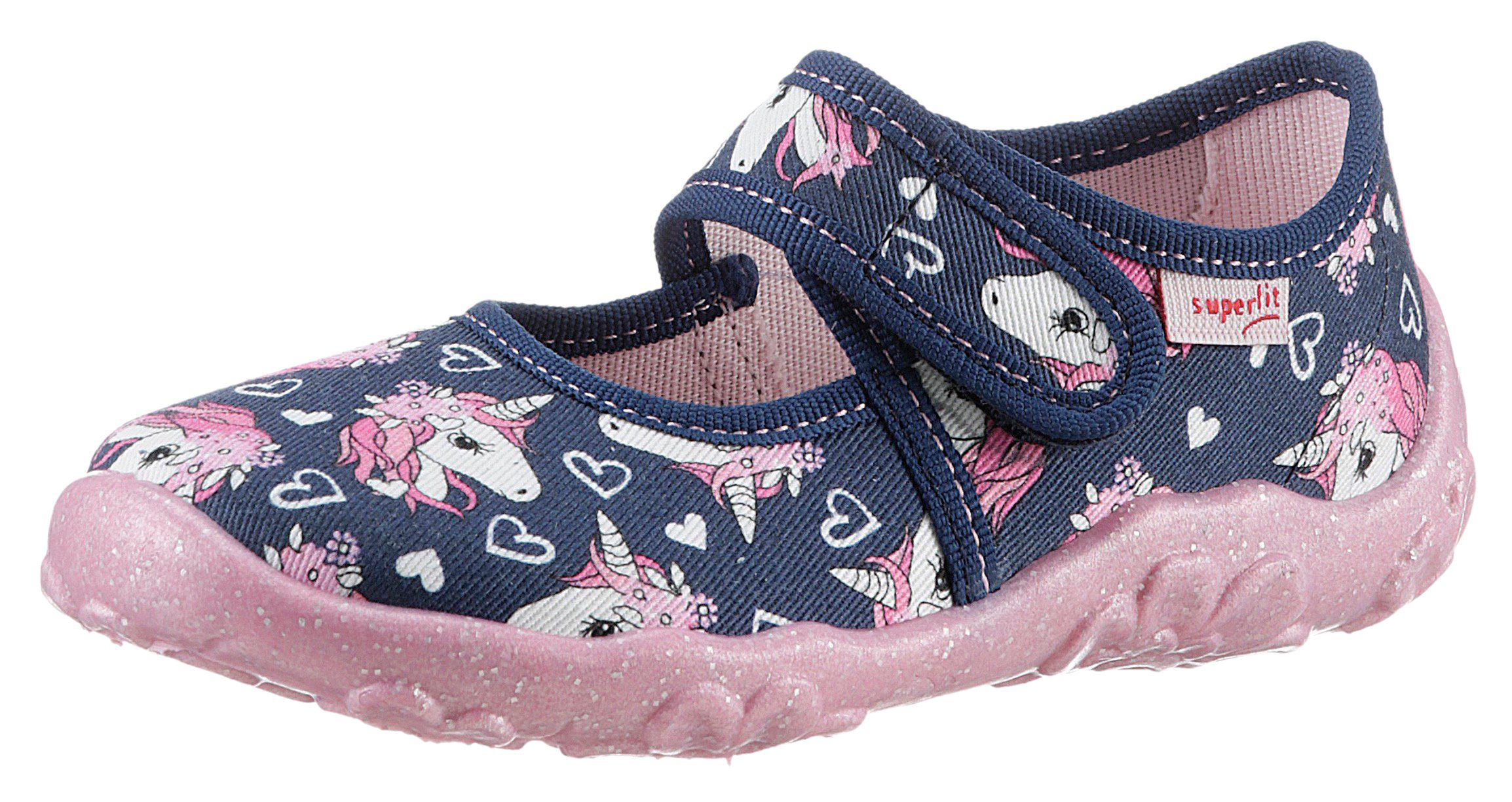 Superfit BONNY WMS: Mittel Hausschuh Klettschuh, Kindergarten Schuh mit T-Spange