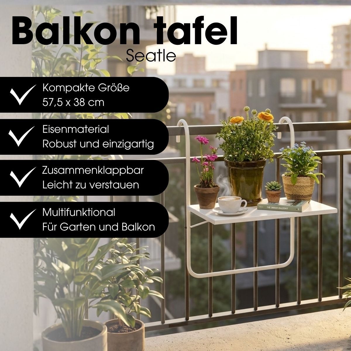 Mica Decorations Beistelltisch Mica Decorations Seatle Balkontisch – Balkon Möbel