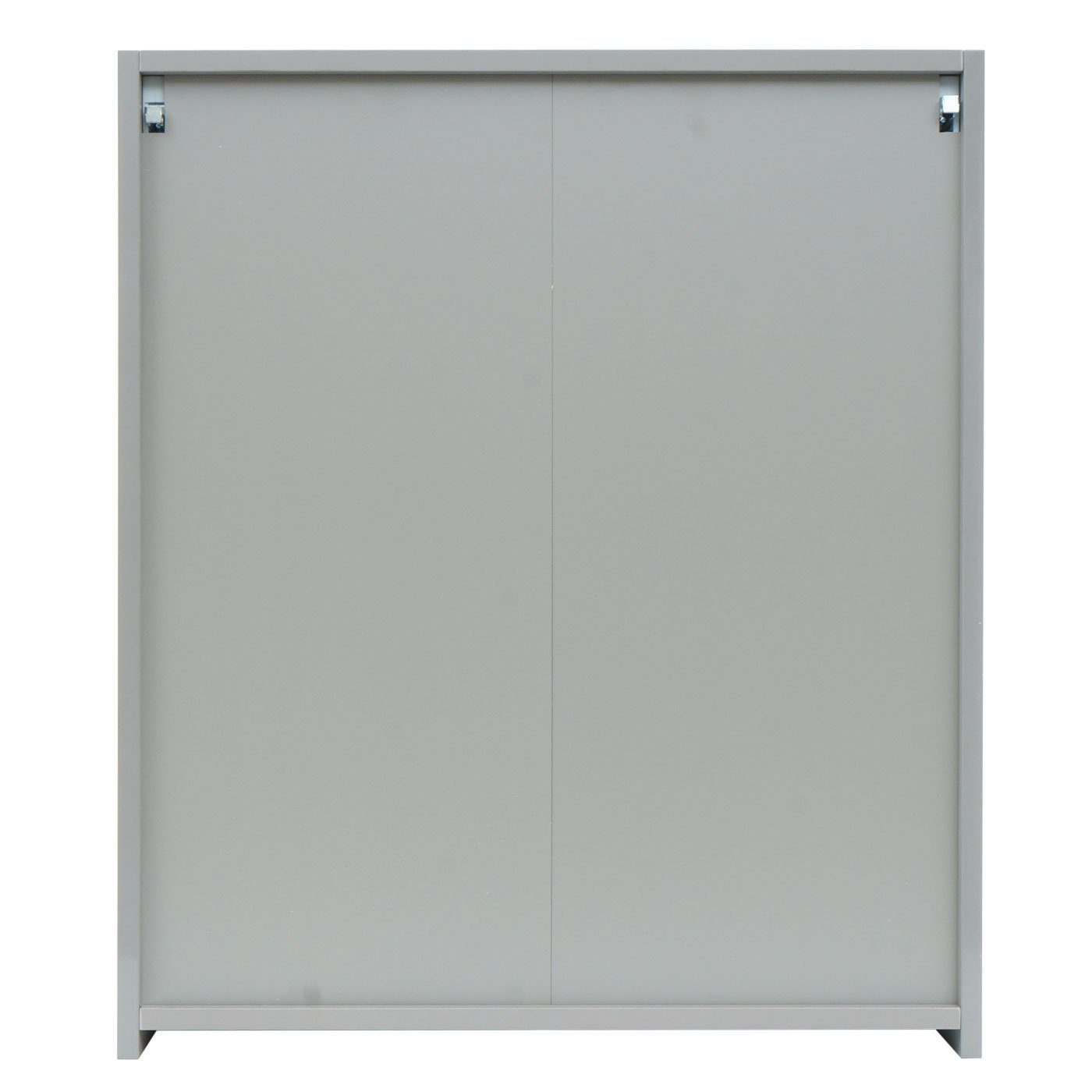 Badezimmerspiegelschrank Hochglanz-Optik MCW-B19b-60 Ablageflächen, grau MCW mit | grau
