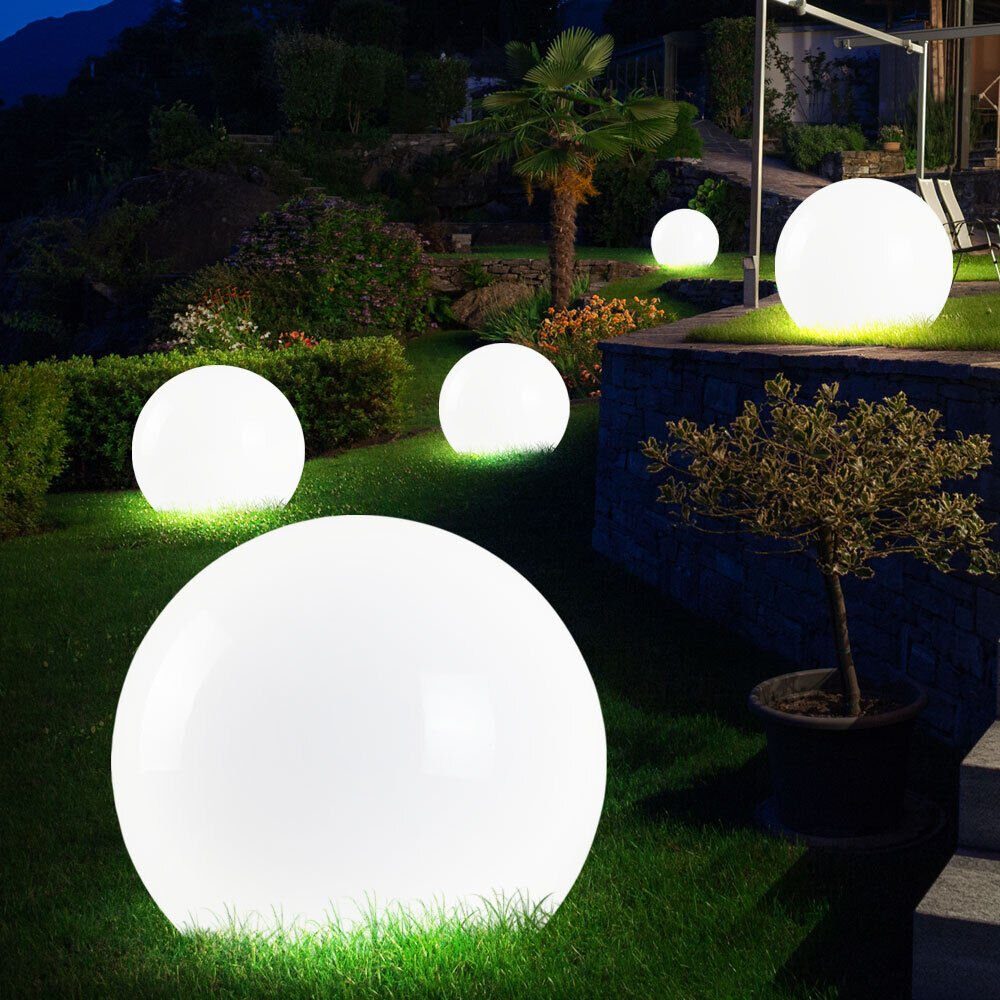 Globo Gartenleuchte, LED-Leuchtmittel fest LED Beleuchtung Set verbaut, 3er Rasen Leuchten Außen Solar Garten Kugel