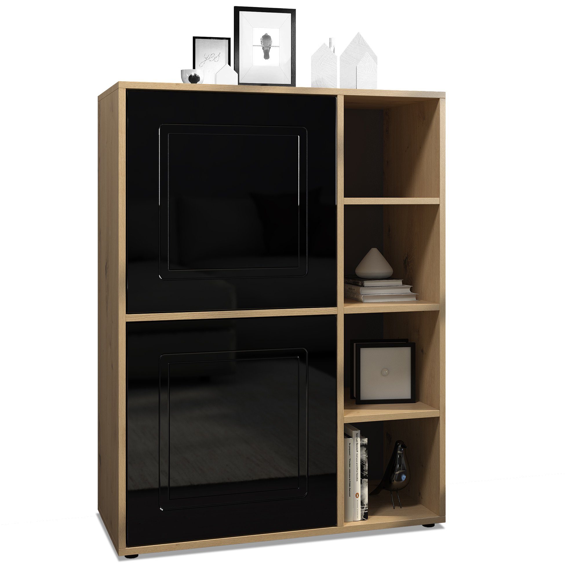 Möbelhandel Klipenstein Highboard NOAH V1, Kommode Schrank Landhaus, Korpus Eiche Artisan