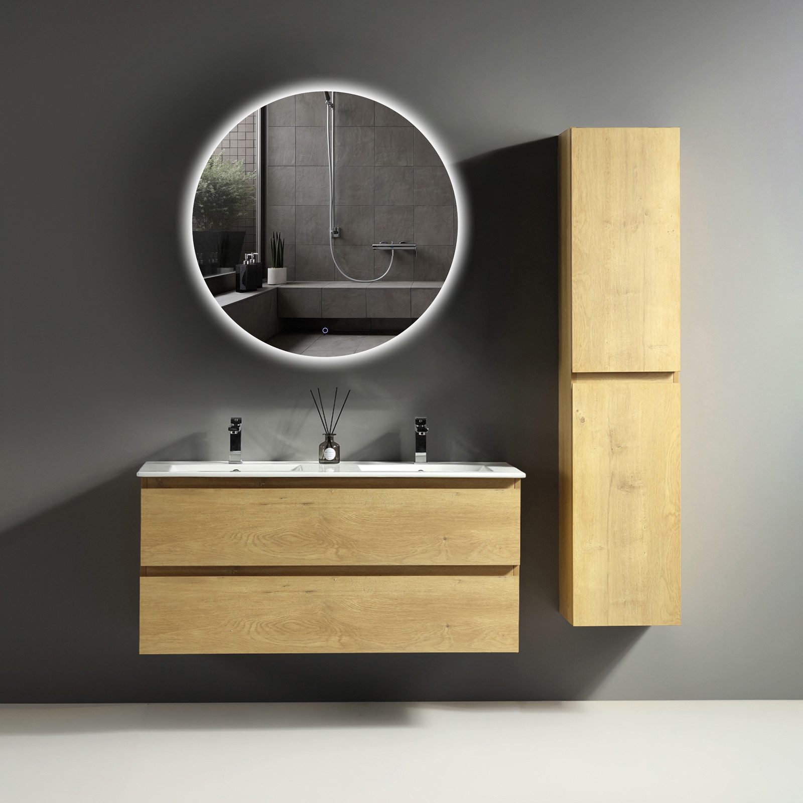 Alpenberger Badezimmer-Set Badezimmer Möbel Badschrank, (Runder günstig online kaufen