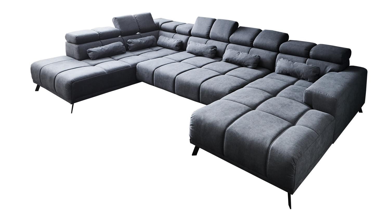 Iwaniccy Wohnlandschaft Wohnlandschaft Speed grau elektrische Sitztiefenverstellung ca. 375 cm