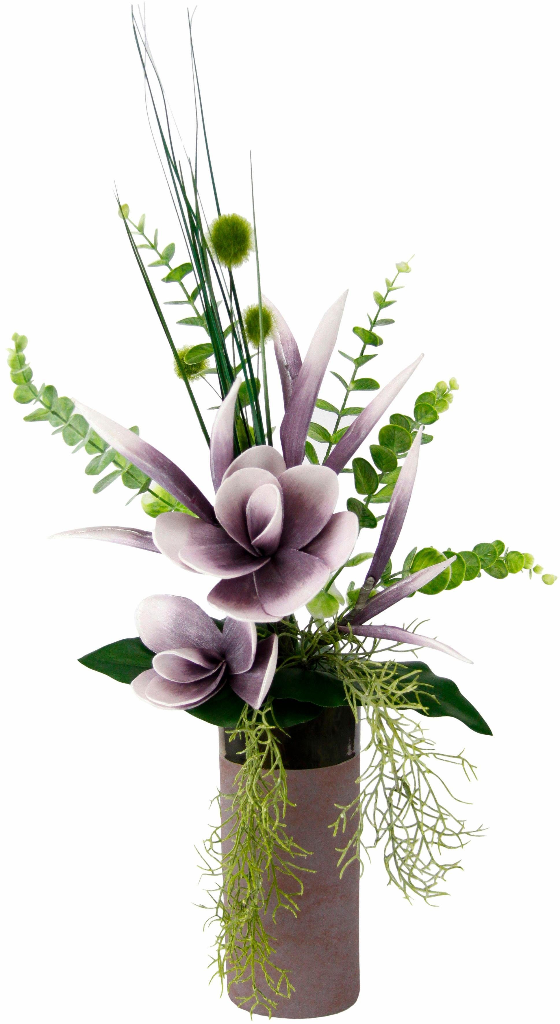 Kunstpflanze Arrangement Soft-Magnolie in Vase Magnolie, I.GE.A., Höhe 60 cm | Kunstpflanzen