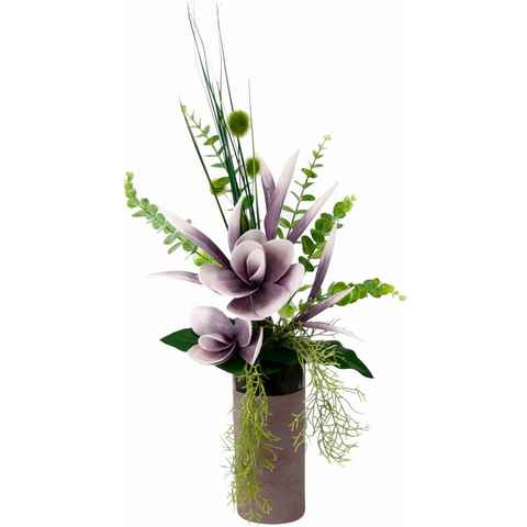 Kunstpflanze Arrangement Soft-Magnolie in Vase Magnolie, I.GE.A., Höhe 60 cm