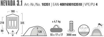 High Peak Kuppelzelt Zelt Nevada 3.1, Personen: 3
