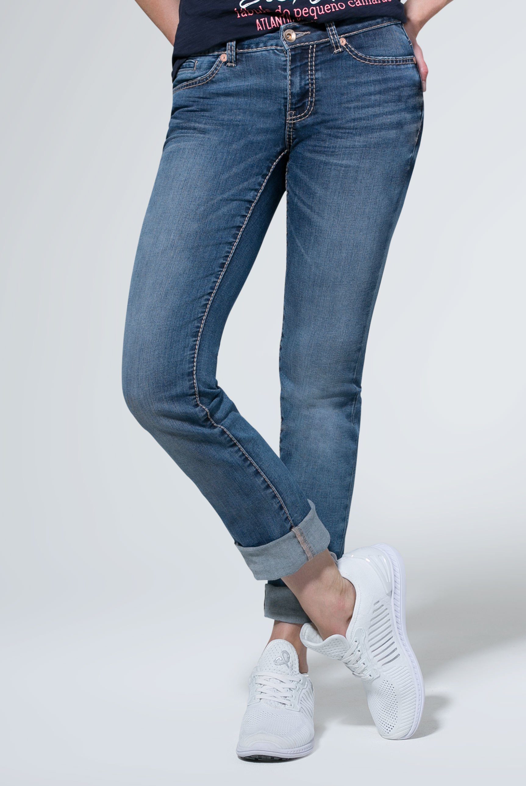 SOCCX Regular-fit-Jeans mit Turn-Up Saum