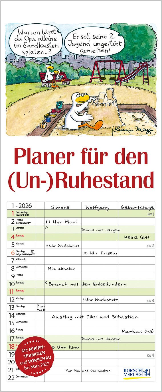 Korsch Verlag Семейный календарь Korsch Календари Planer für den (Un)Ruhestand 2026