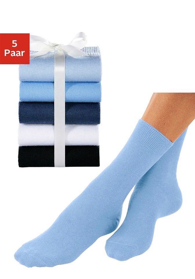 Go in (Set, Basicsocken 5-Paar) blau-marine-hellblau-offwhite-schwarz unifarben