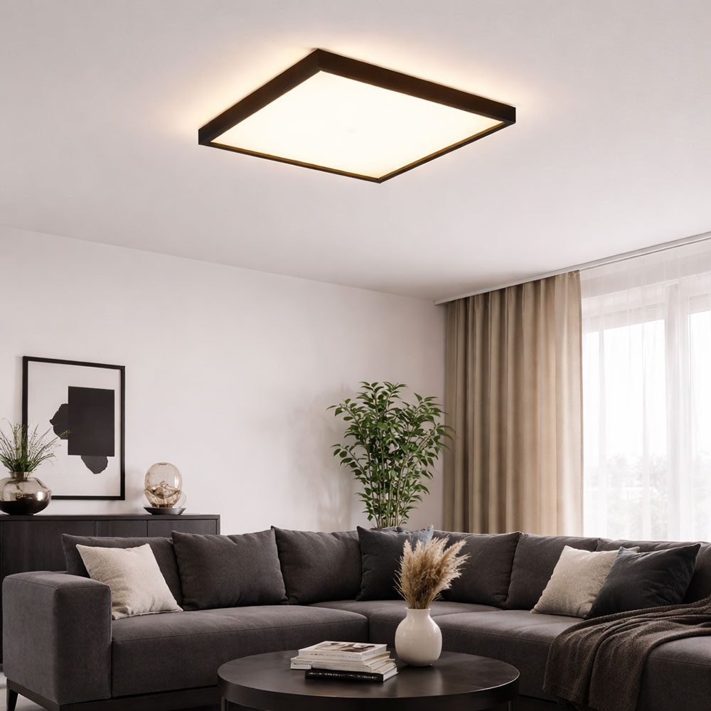 Briloner Leuchten LED Deckenleuchte, LED-Leuchtmittel fest verbaut, Warmweiß, Deckenpanel Deckenleuchte LED Backlight schwarz opal quadratisch