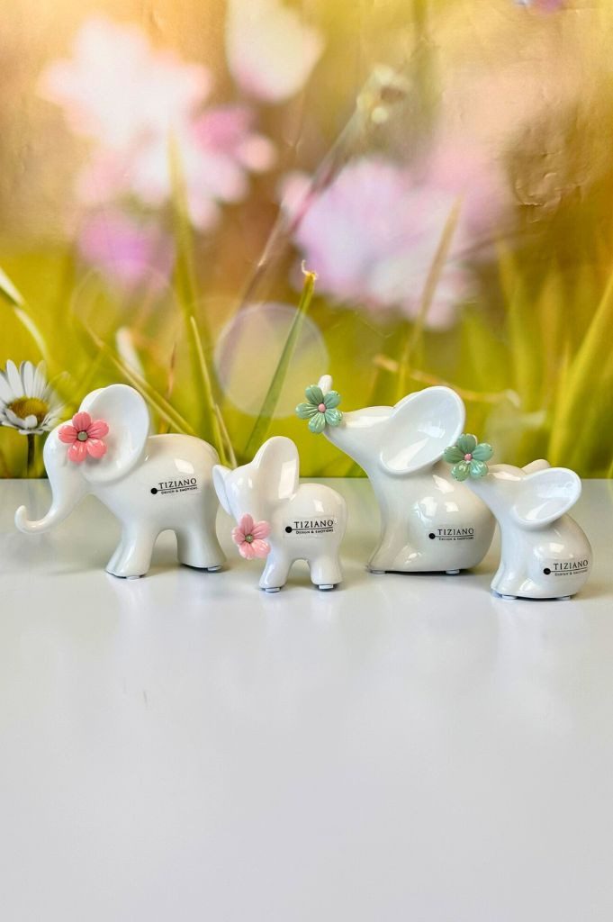 TIZIANO - DESIGN & EMOTIONS Dekofigur Deko Elefant Leon mit Blüten in verschiedenen Farben