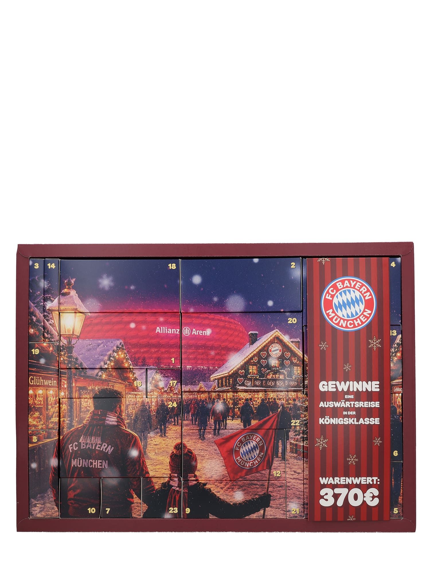 FC Bayern München Adventskalender FC Bayern Adventskalender Premium 2026 (Set, 24-tlg), Offizielles Lizenzprodukt, Warenwert 370 €, inkl. Gewinnspiel