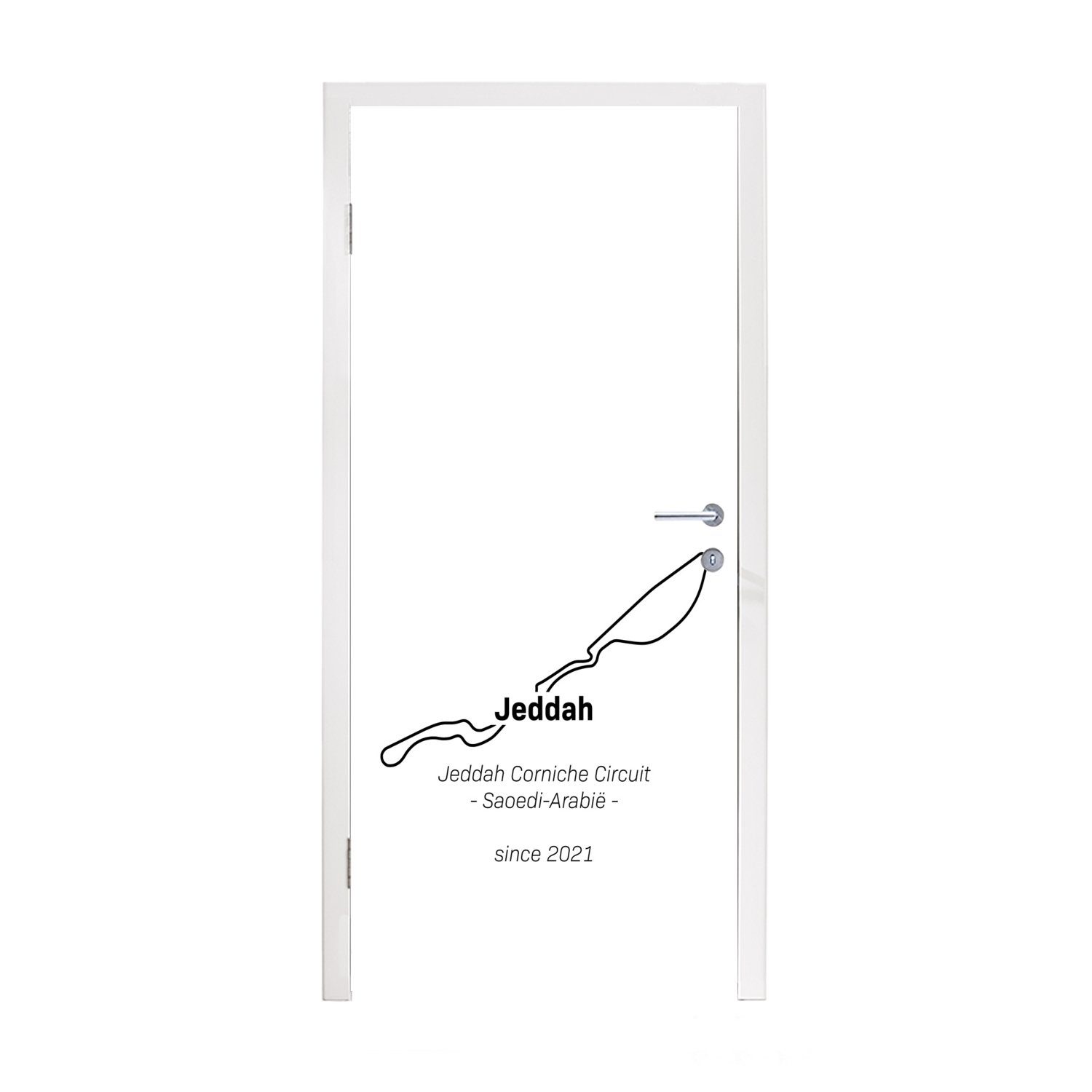MuchoWow Türtapete Formel 1 - Jeddah - Rennstrecke, Matt, bedruckt, (1 St), Fototapete für Tür, Türaufkleber, 75x205 cm