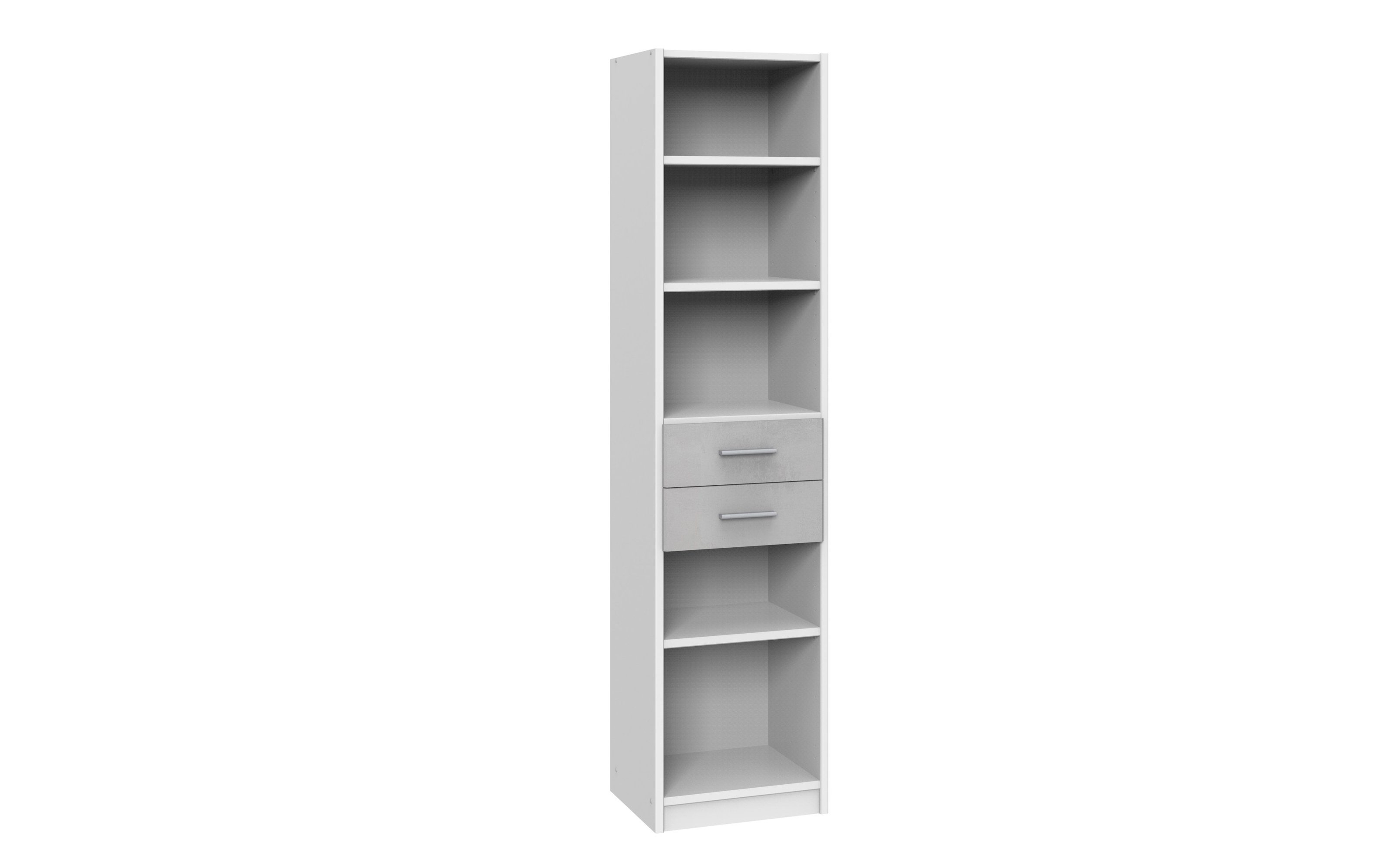 freiraum Bücherregal Joker, B/H/T: 48x197x40 cm, in Weiß mit 2 Schubladen und 3 Einlegeböden