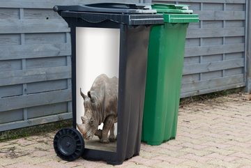 MuchoWow Wandsticker Nashorn - Jungen - Wildtiere - Kinder - Mädchen - Tiere (1 St), Mülleimer-aufkleber, Mülltonne, Sticker, Container, Abfalbehälter
