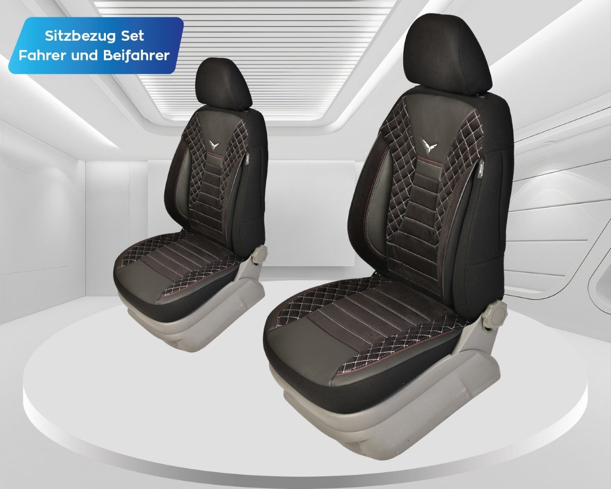 BREMER SITZBEZÜGE Autositzbezug für Mercedes GLK X204 Bj 2008-15 (PS808), Set, Schonbezüge Sitzbezüge Fahrer und Beifahrer, in Schwarz/Weiße Naht