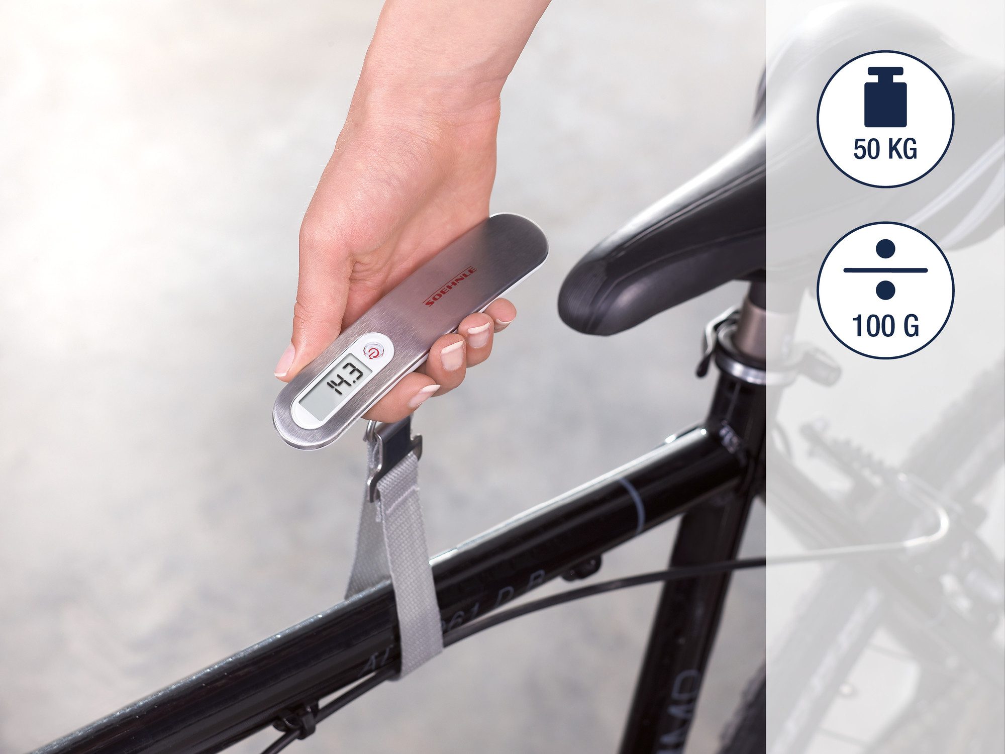 Soehnle Kofferwaage Gepäckwaage Travel, Tragkraft 50 kg, (1-tlg), Gepäck/Schulranzen etc., bis 50kg, Tragegurt, kompaktes Design