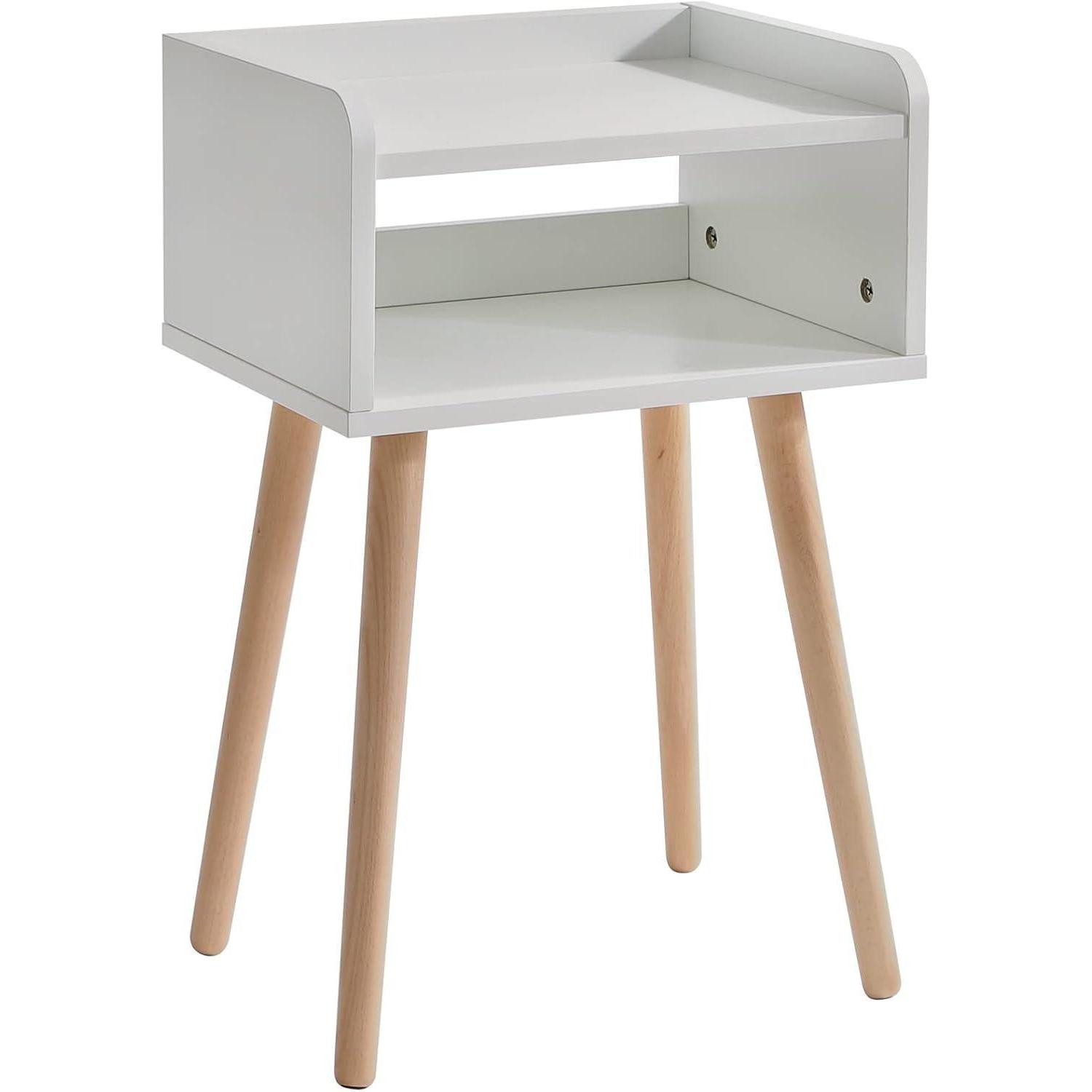 LuxusKollektion Nachttisch Nachttisch skandinavisches Design, Massiv Holz, Weiß, 38.5x29x59.5cm
