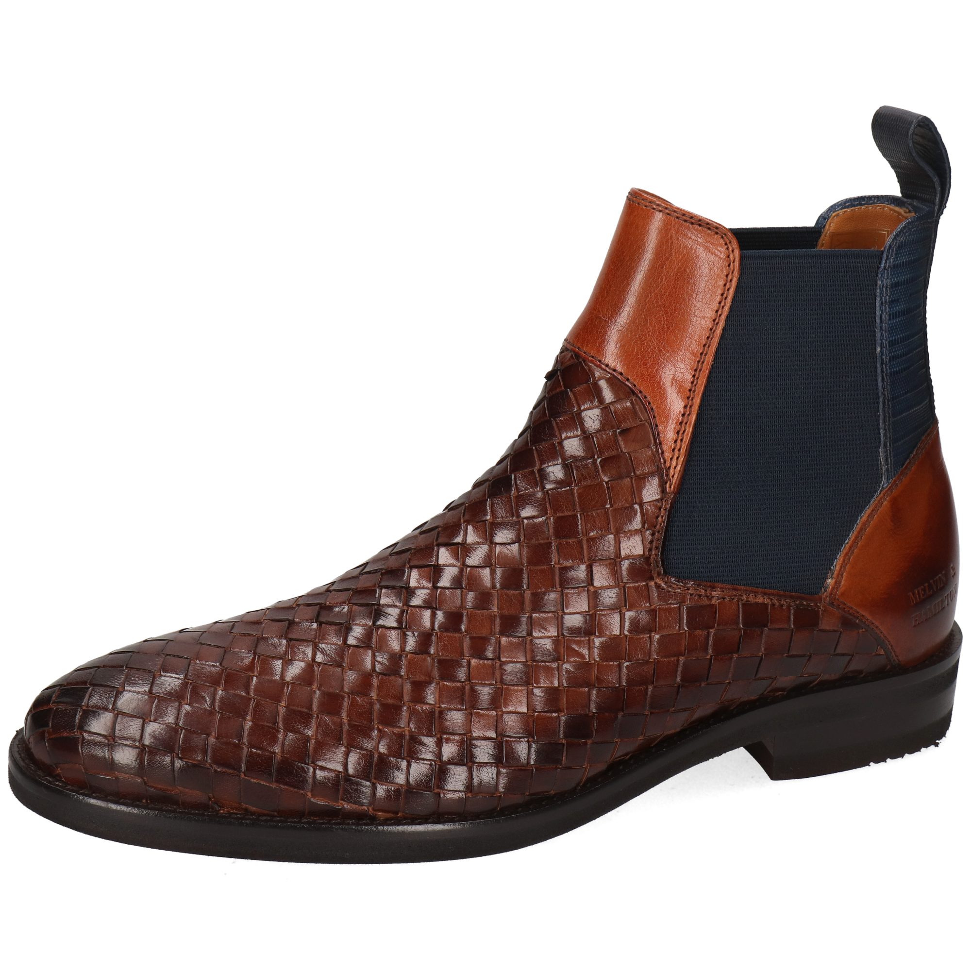 Melvin & Hamilton Brad 9 Leder-Stiefeletten für Herren Stiefelette Flache Absätze, Echtes Leder, Vegetabile Gerbung, Von Hand geflochten