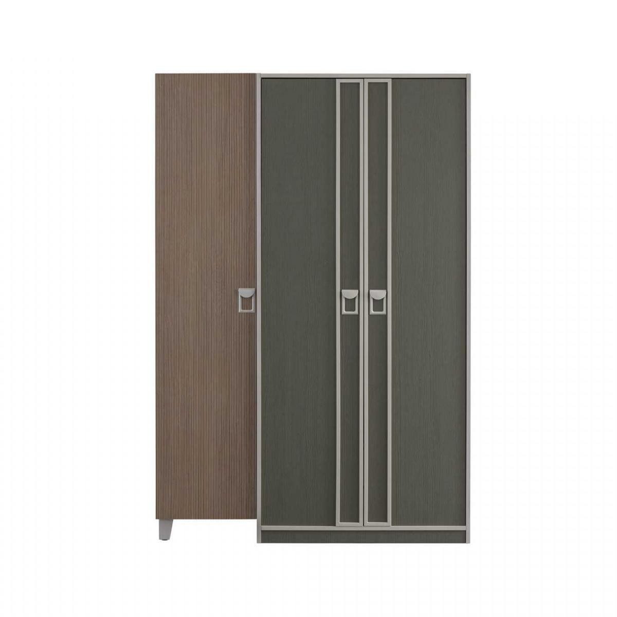 Xlmoebel Kinderkleiderschrank Holz Kleiderschrank Grau im modernen Design für Kinderzimmer (3-türig) Made in Europa
