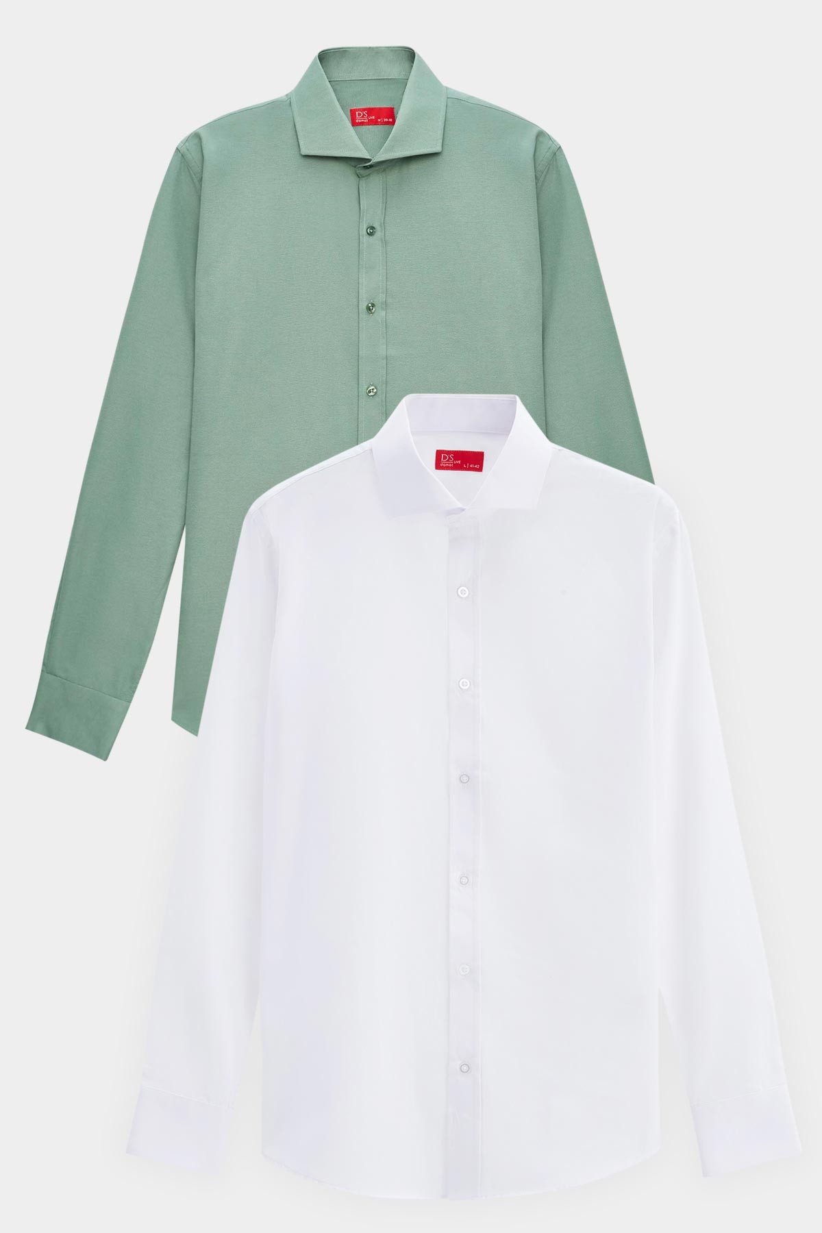 D'S DAMAT Frackhemd Ds Damat Slim Fit Braun/Italienischer Kragen Bügelleichtes 2-teiliges