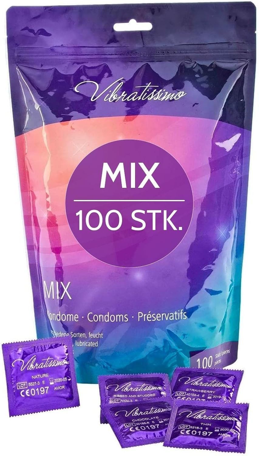 Vibratissimo Kondome Premium Nature, Color, Mix, verschiedene Aromen, Farben, Strukturen