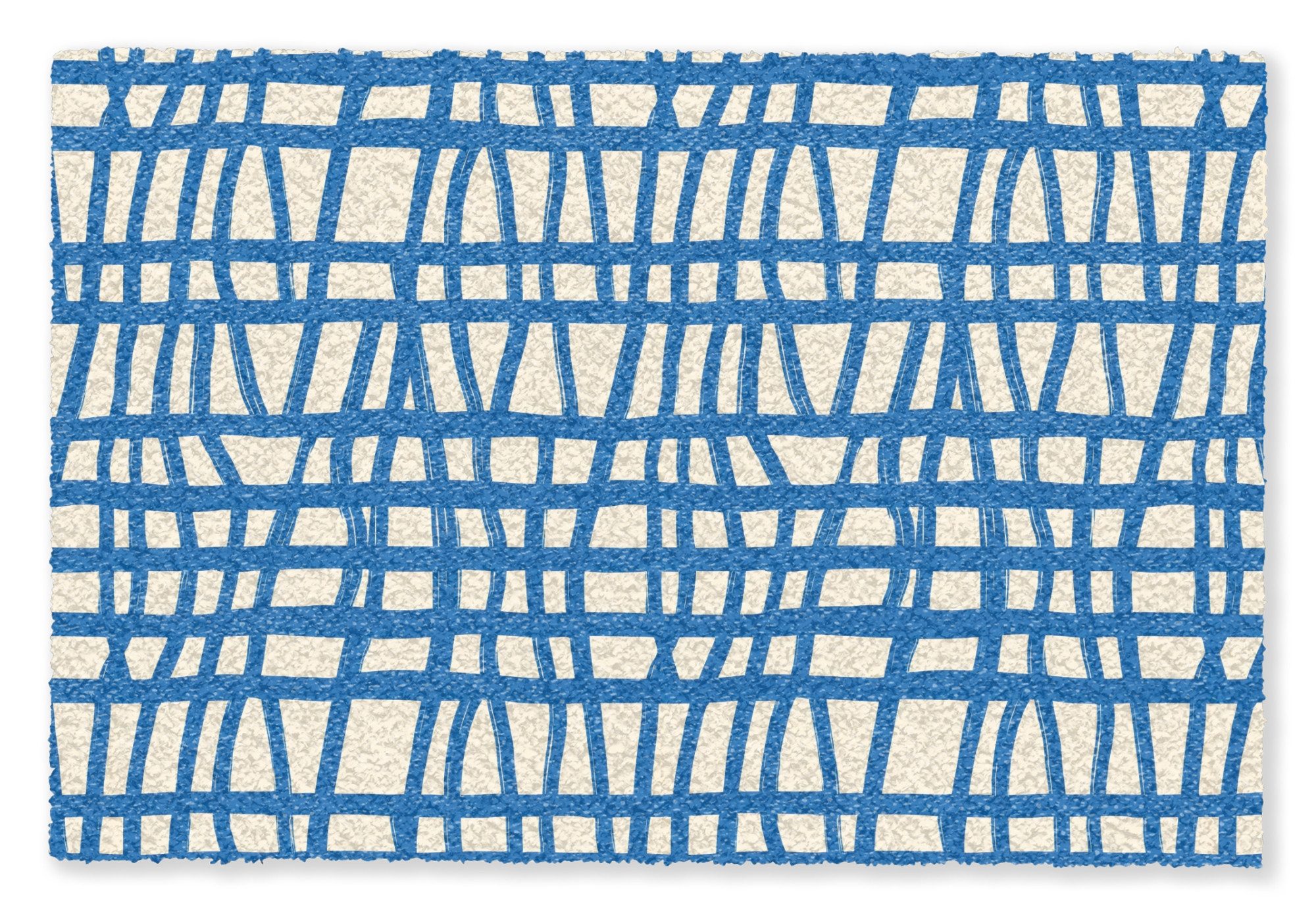 MuchoWow Fußmatte Karomuster - Blau - Creme, Rechteckig, innen Schmutzfangmatte, Tür, Schmutzfänger Flur, Teppich 60x40 cm