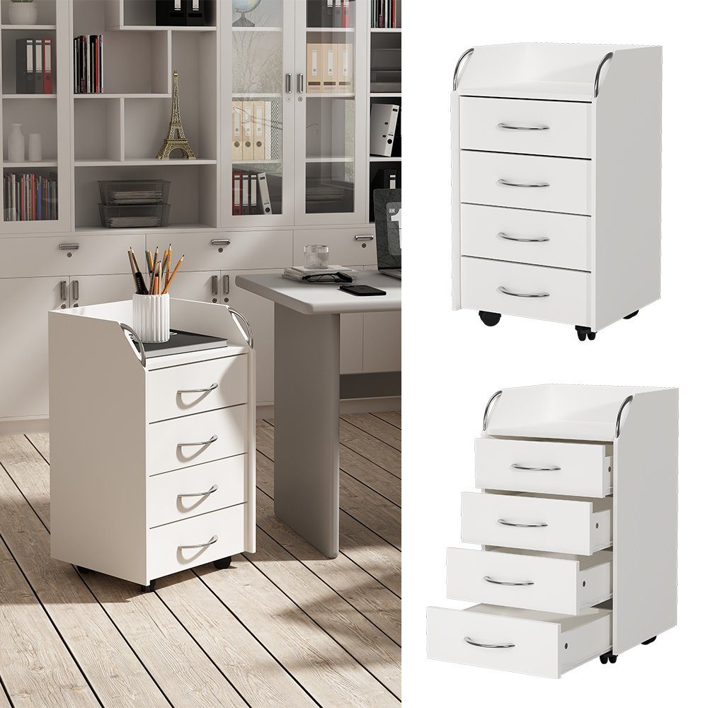 Vicco Rollcontainer Gwendolyn, Weiß, 40 x 36 cm mit 4 Schubladen günstig online kaufen