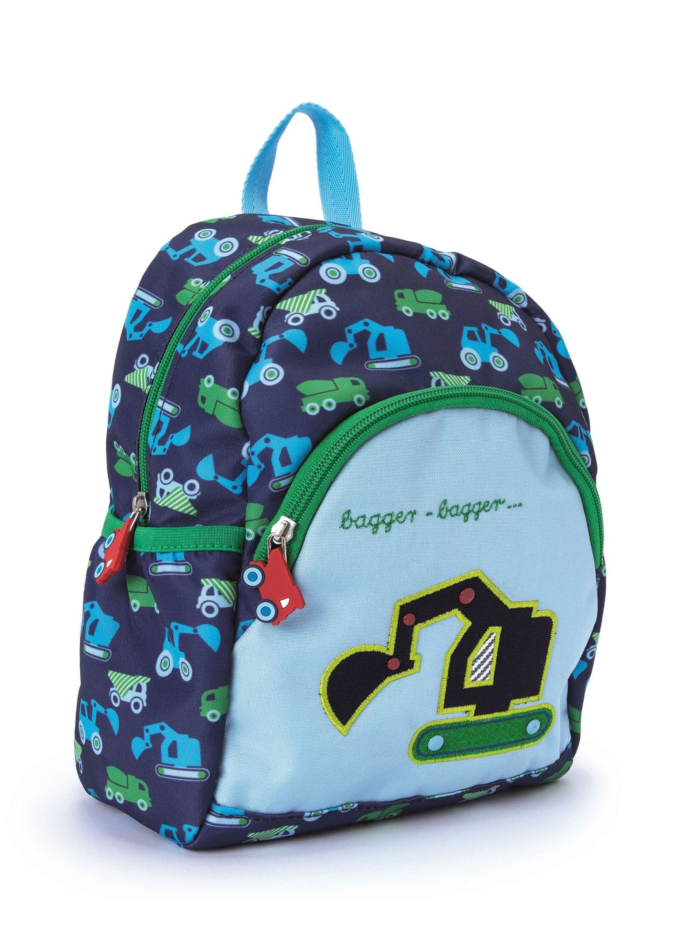 COPPENRATH DIE SPIEGELBURG Kinderrucksack Rucksack Kleine Freunde BAGGER "Wenn ich mal groß bin...", mit Brustgurt, Applikation & Stickereien