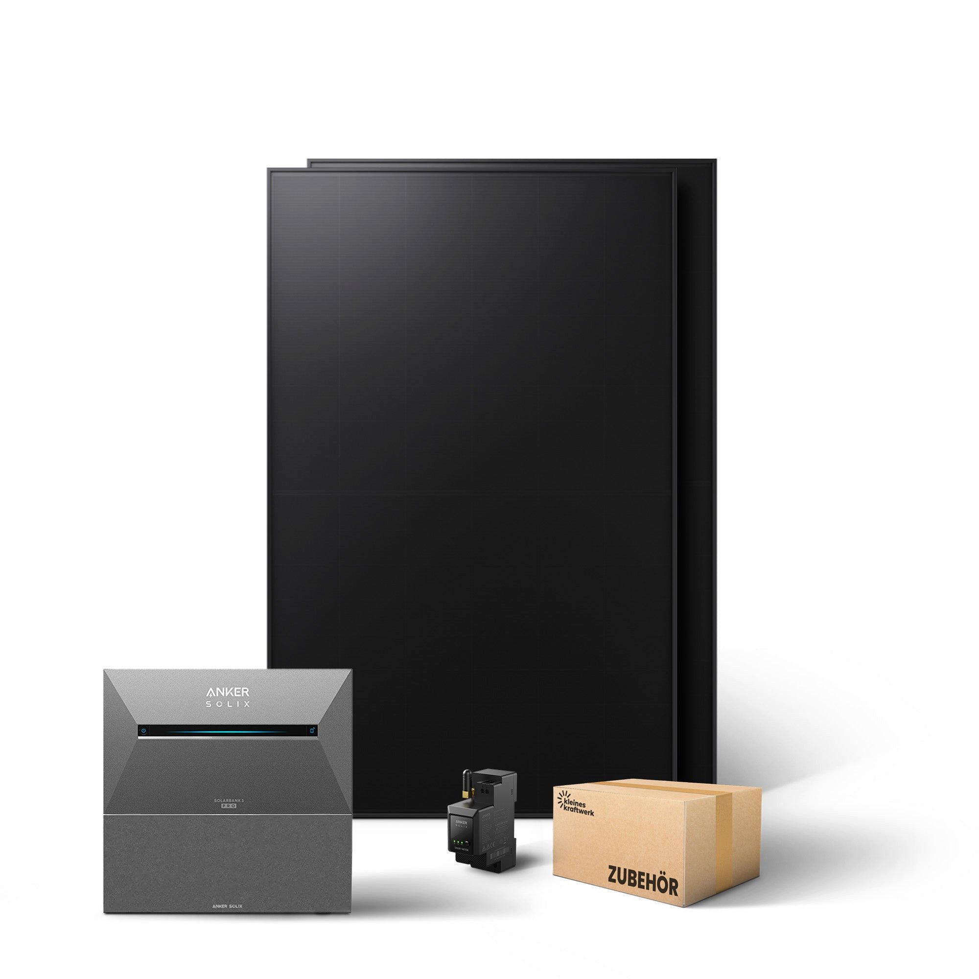Kleines Kraftwerk Balkonkraftwerk, 960 W, Monokristallin, (ohne Halterung, Solaranlage Komplettset mit Speicher), 2 x 480W, Anker Solarbank 3 Pro