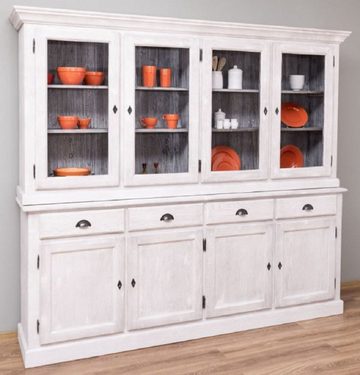 Casa Padrino Küchenbuffet Casa Padrino Landhausstil Esszimmerschrank Hellgrau / Grau 230 x 45 x H. 200 cm - Massivholz Küchenschrank - Esszimmer Möbel im Landhausstil - Landhausstil Esszimmer Einrichtung