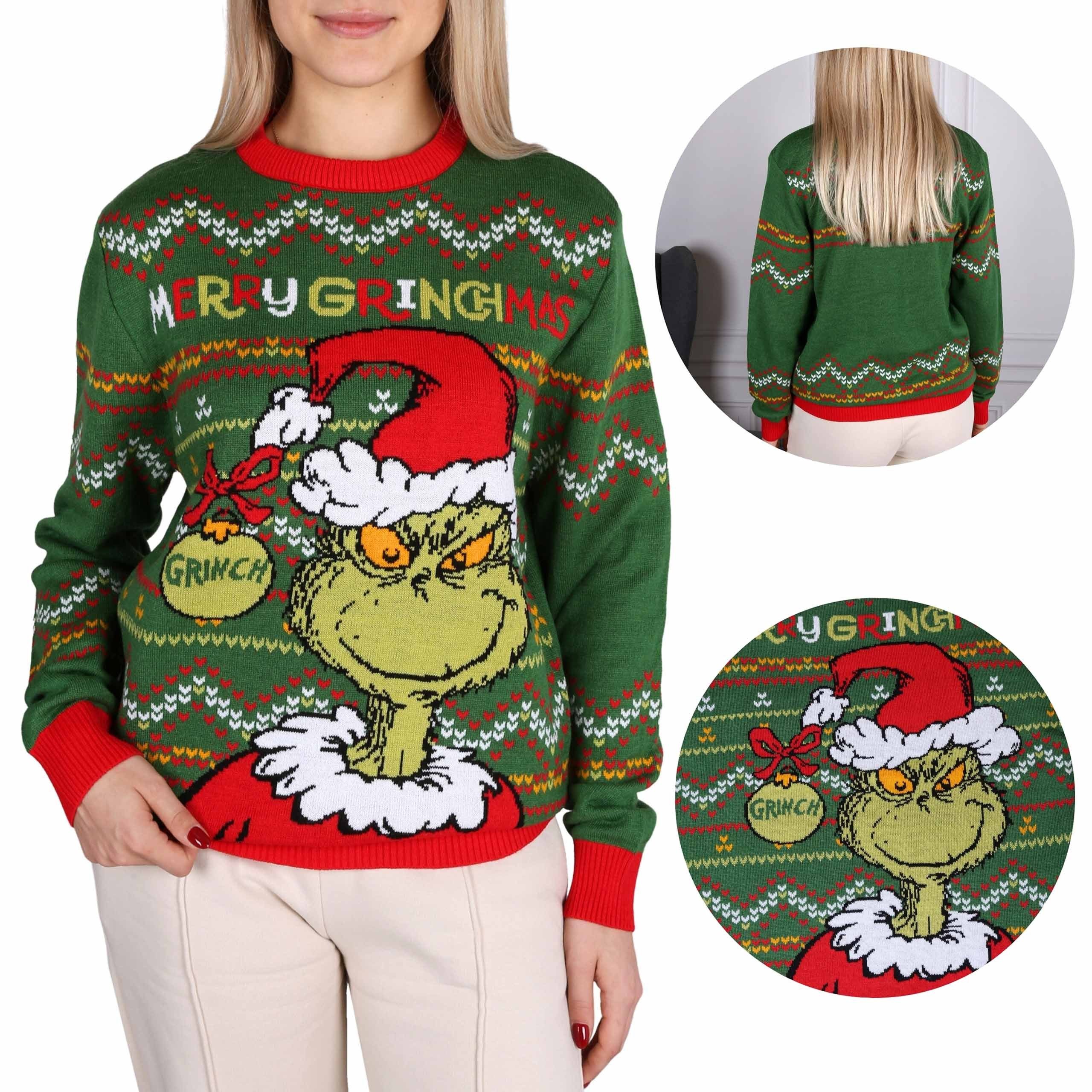 Sarcia.eu Weihnachtspullover Grinch Grüner Weihnachtspulli, unisex, warm XS
