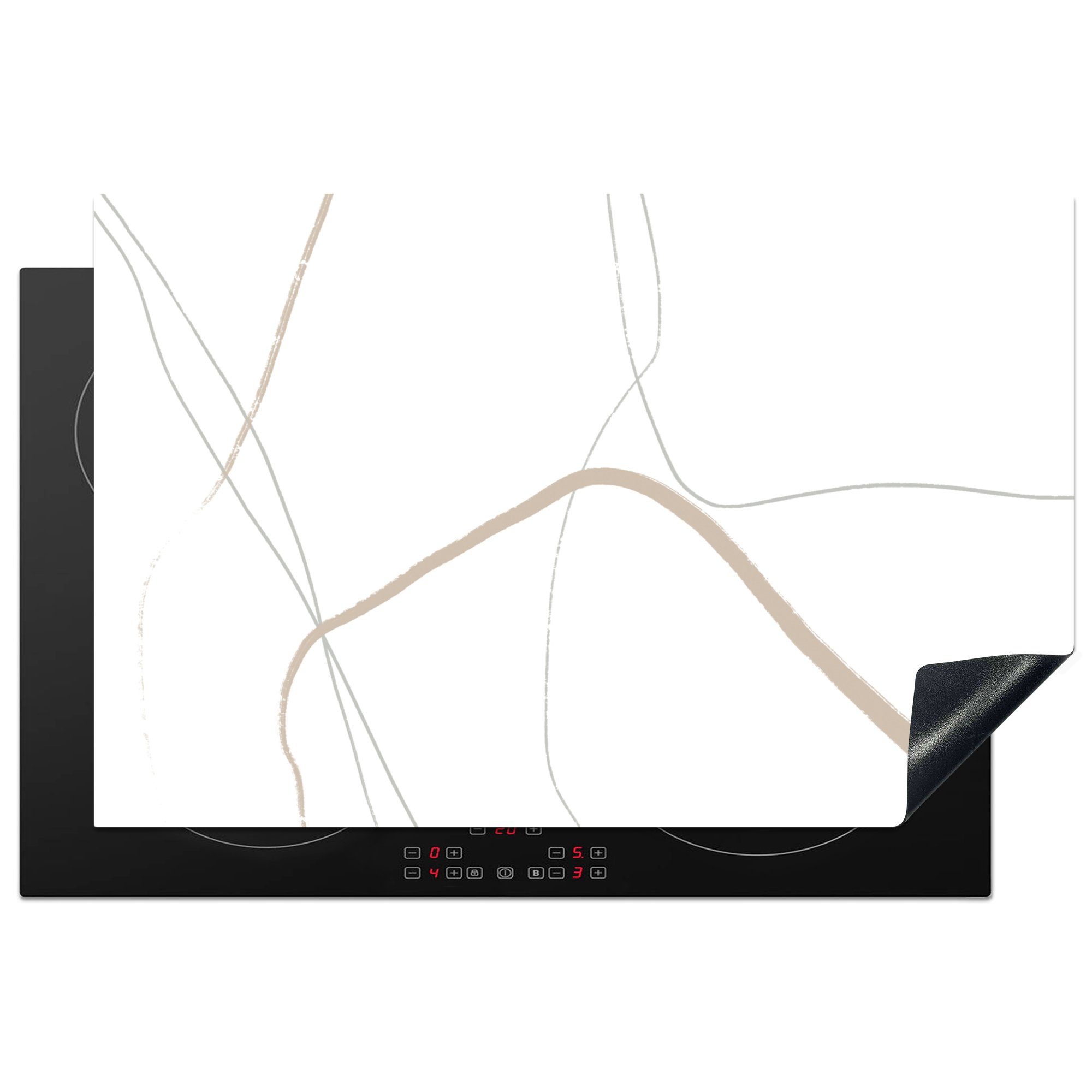 MuchoWow Herdblende-/Abdeckplatte küche, 81x52 die Minimalismus Linienkunst, (1 für Ceranfeldabdeckung - Abstrakt cm, tlg), Vinyl, - Induktionskochfeld Schutz