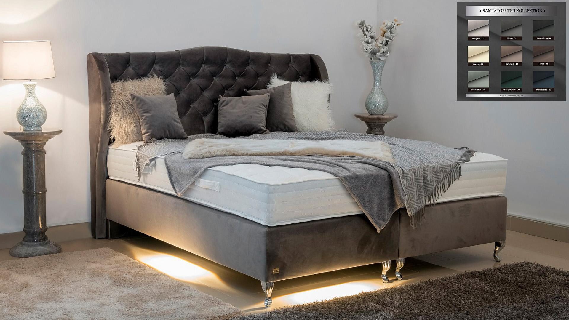 PAARA Boxspringbett Venedig mit Chesterfield Look Kopfteil Barock H2 H3, mit einzigartigem Belüftungssystem
