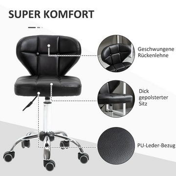 HOMCOM Rollsitz Arbeitshocker (Set, 2 St., Arbeitshocker), 2er-Set mit Rückenlehne aus Kunstleder 72-87 cm höhenverstellbar