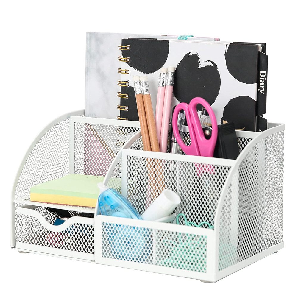 FANNOU Tischelement Organizer, Mesh & Metall, Platzsparendes Desk Organizer für Büro Zuhause Schule