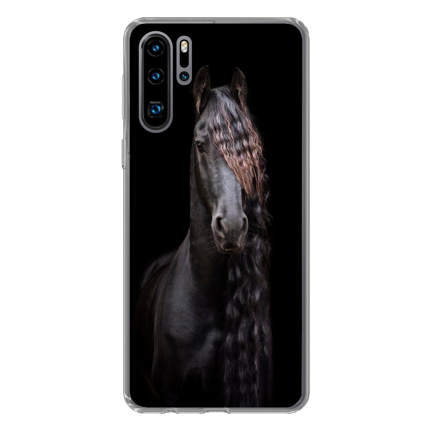 Handyhülle für Huawei P30 Pro Pferde - Friesisch - Mähne - Schwarz - Tiere