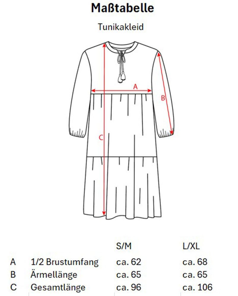 Zwillingsherz Sommerkleid "Blätter Zweifarbig" mit Tasseln und kontrastfarbigen Details