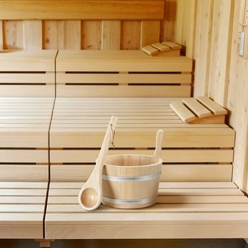 Navaris Sauna-Aufgussset Saunakübel aus Holz mit Kelle und Sanduhr - 5L mit Kunststoffeinsatz (1-tlg)