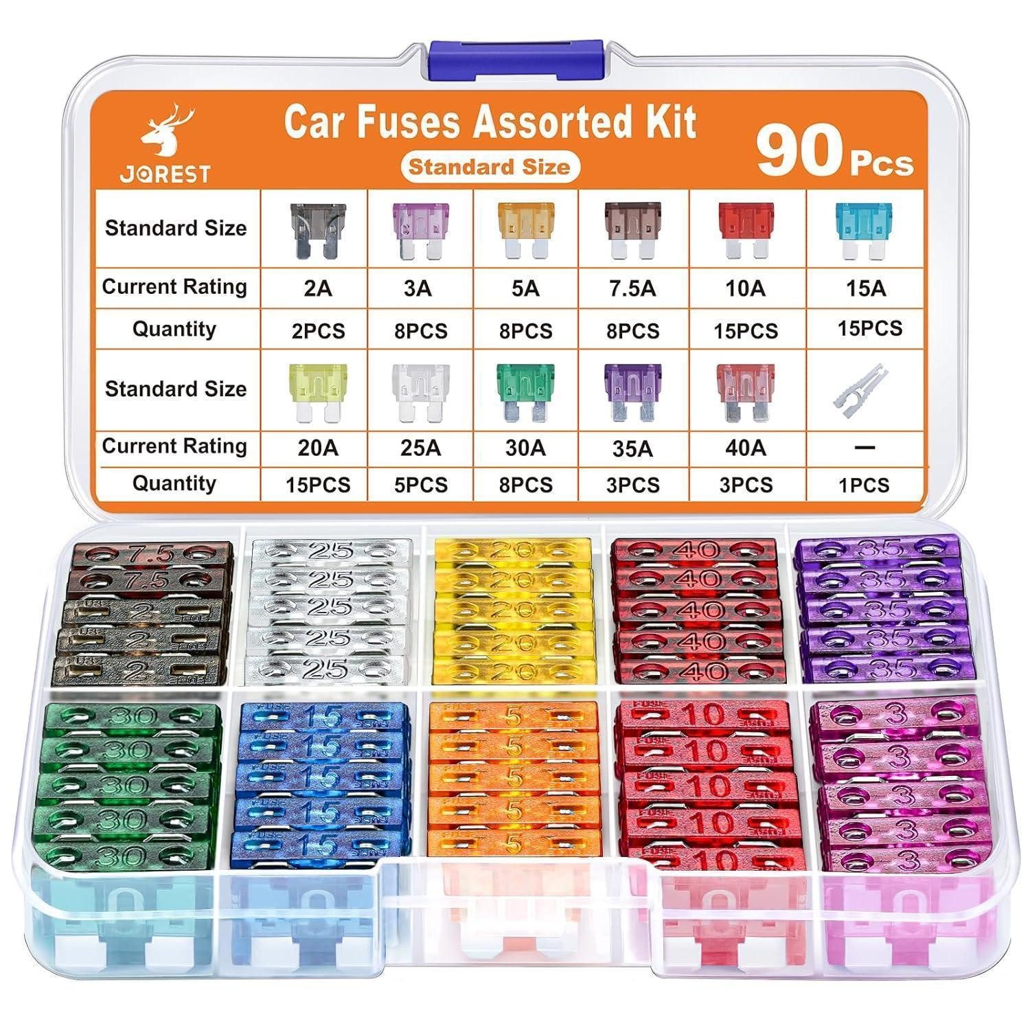 LuxusKollektion Sicherungsgerät Flachsicherungen PKW Motorrad Sicherungszieher 5A 10A 90Pcs Standard
