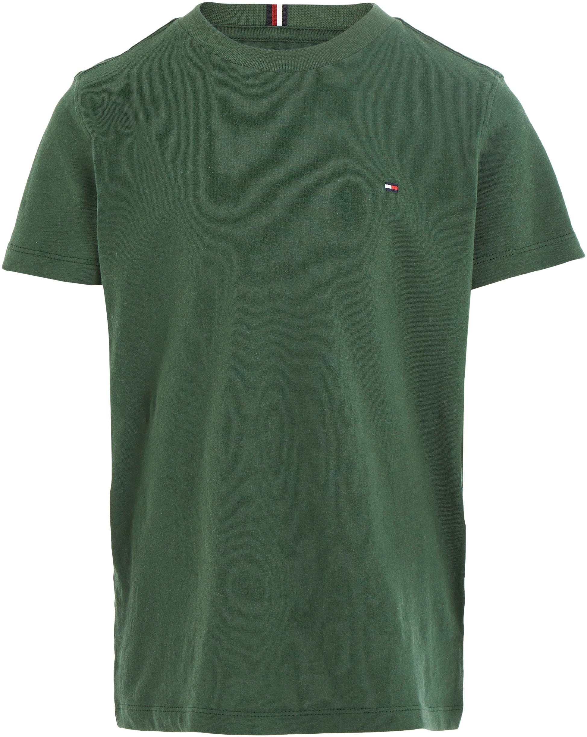 Ausschnitt Druckknöpfen Hilfiger am T-Shirt ESSENTIAL COTTON Collegiate mit Tommy TEE Green