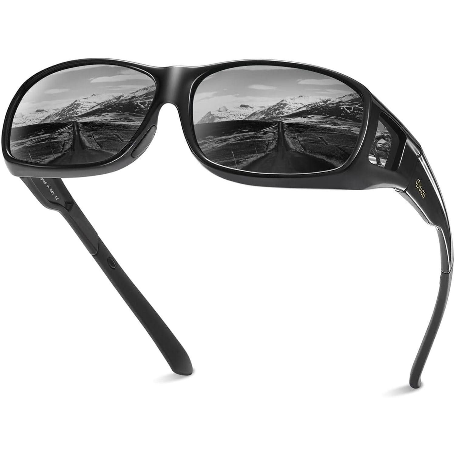LuxusKollektion Sonnenbrille Sonnenbrille Fitover Überbrille polarisiert UV400 L Schwarz Grau