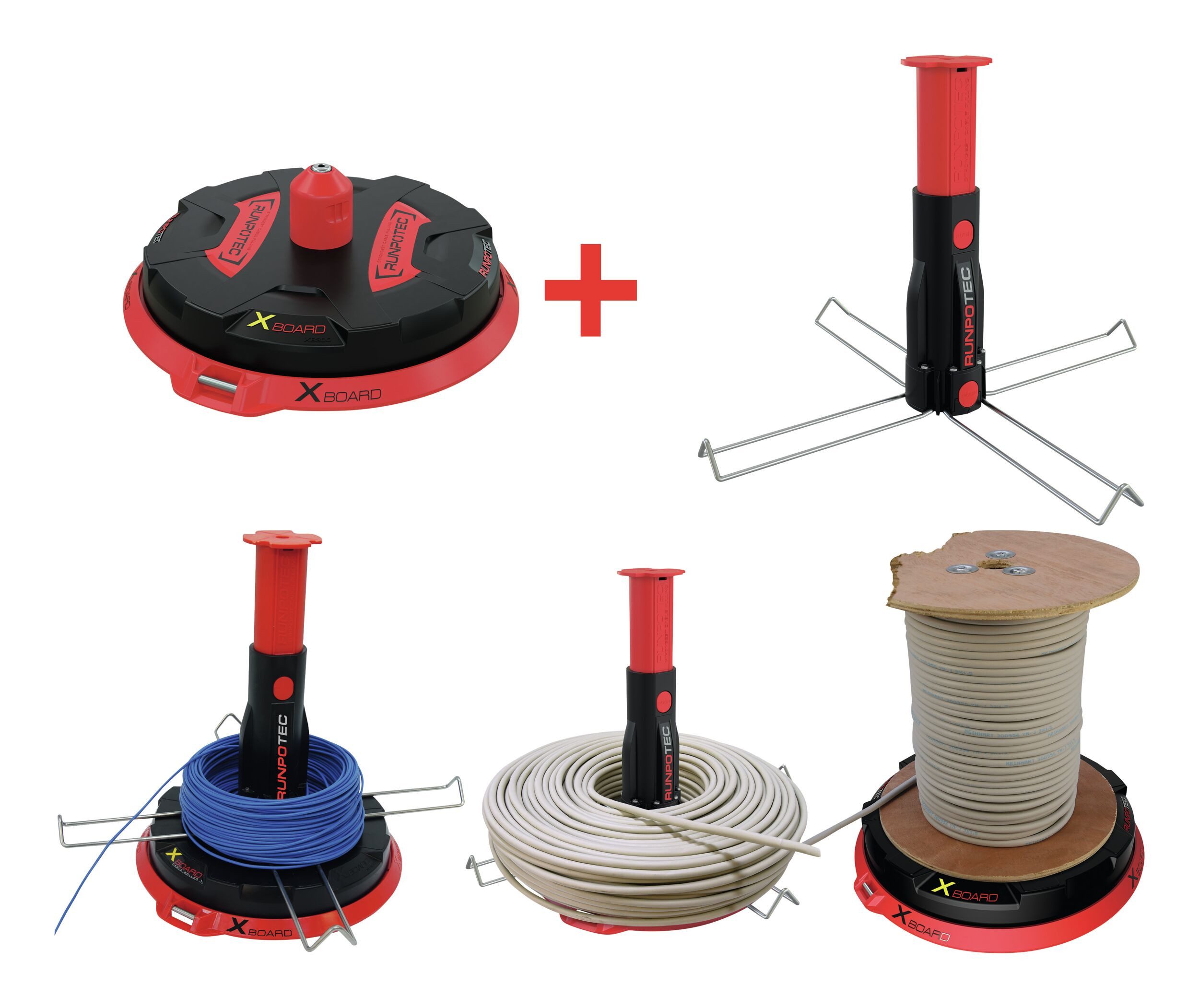 RUNPOTEC Montagewerkzeug, (2-tlg), Kabeltrommelabroller-Set XB 300 inkl. Mu günstig online kaufen
