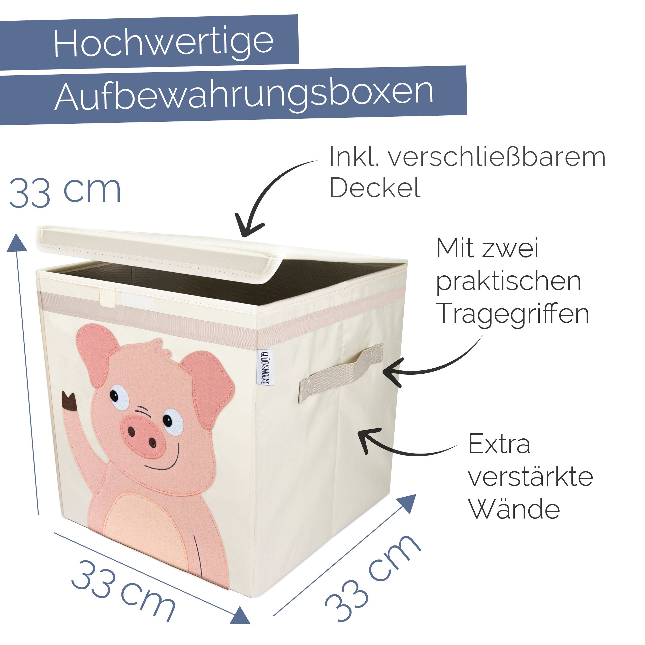 GLÜCKSWOLKE Aufbewahrungsbox Kinder - 15 Motive I Spielzeugkiste mit Deckel günstig online kaufen