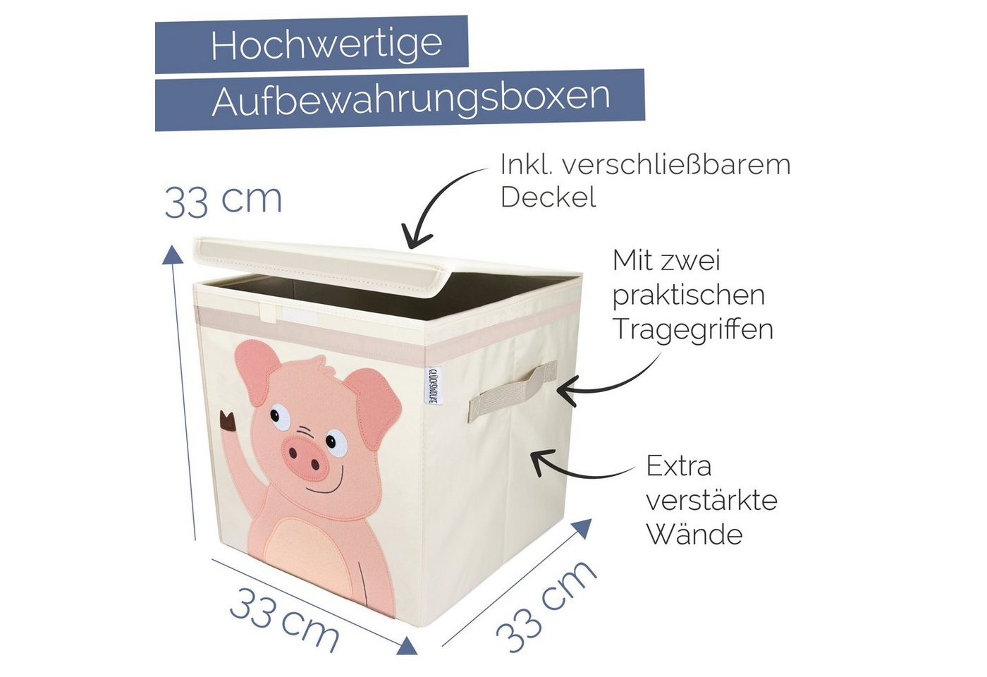 Thumbnail - GLÜCKSWOLKE Aufbewahrungsbox Kinder - 15 Motive I Spielzeugkiste mit Deckel für Kinderzimmer (Größe 33x33x33), Boxen zur...