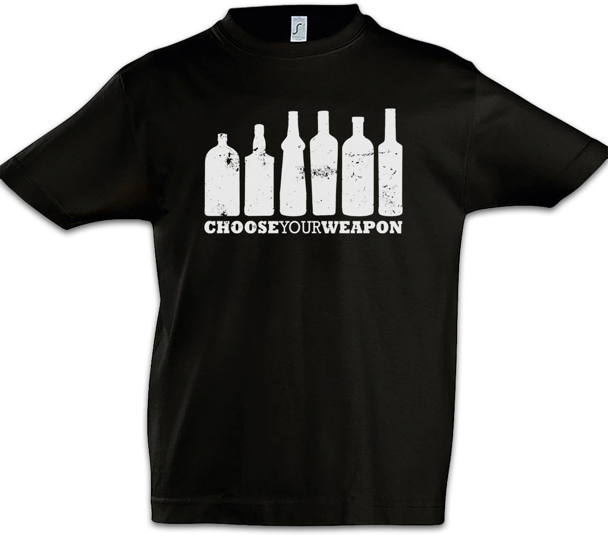Print-Shirt Choose Your Weapons II Kinder T-Shirt Bottle Flaschen Alkohol Bier