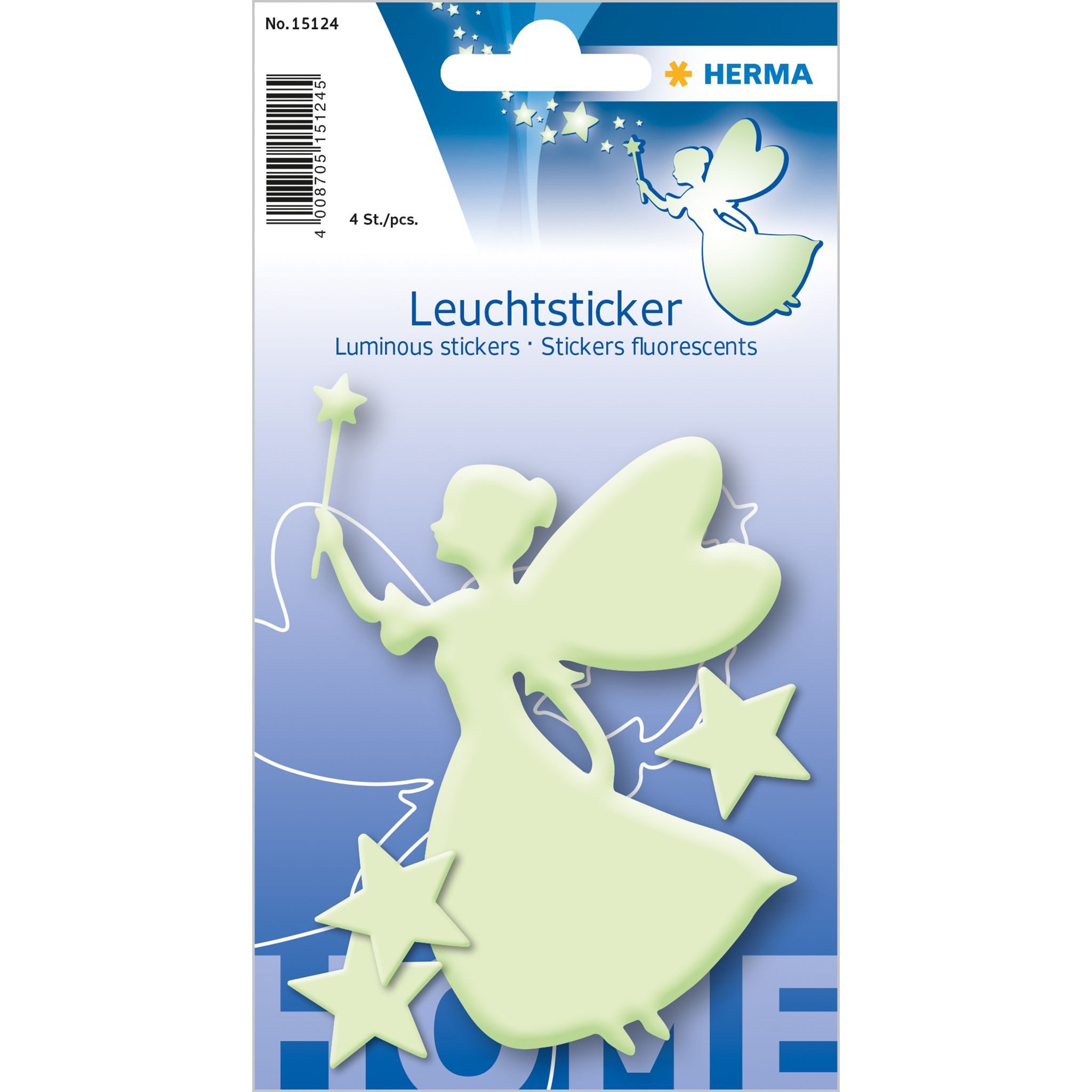HERMA Sticker Herma Leuchtsticker selbstklebend Kunststoff Sternenfee 4 Stück