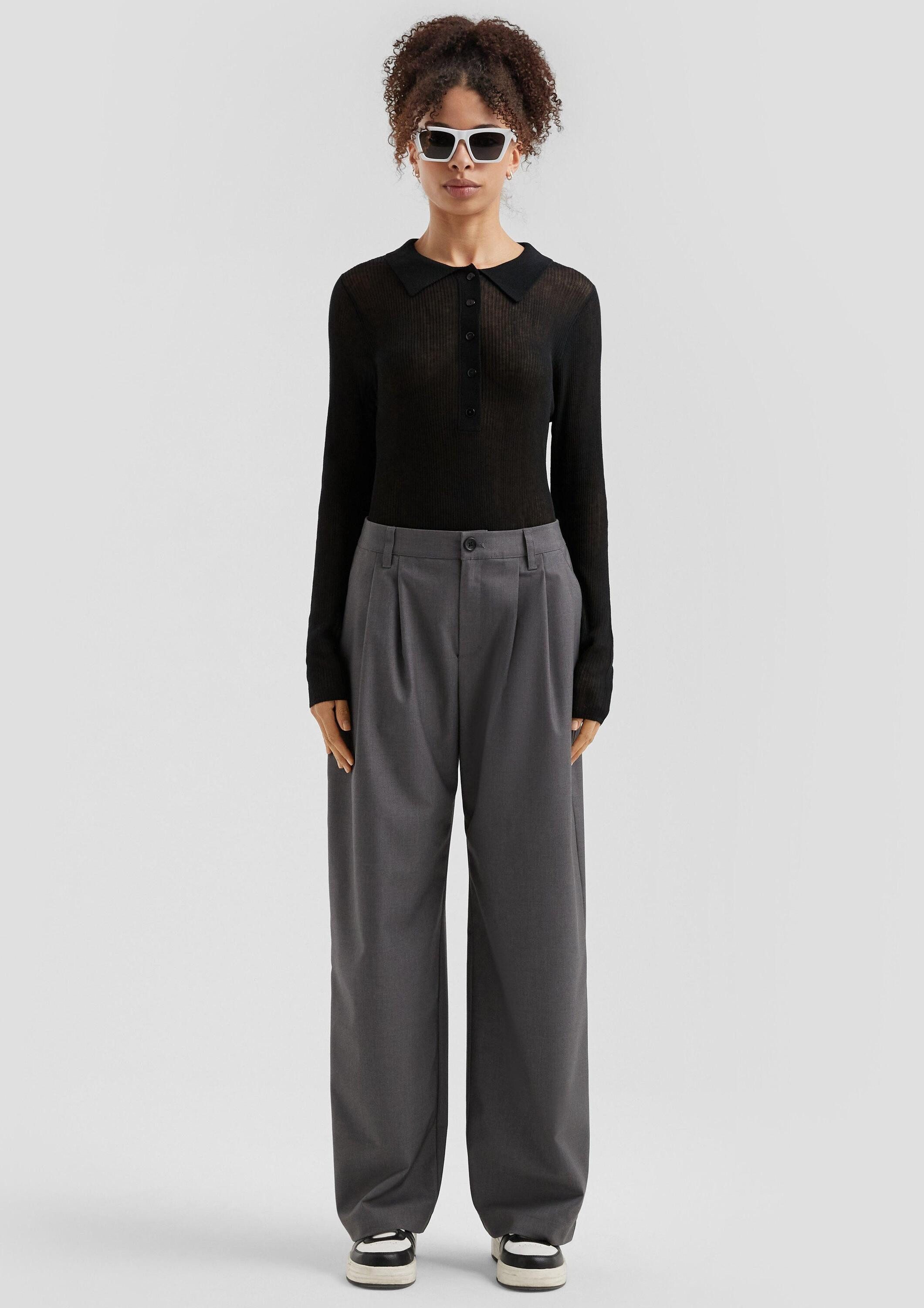 QS Chinos Hose Melierte Wide-Leg-Hose mit günstig online kaufen