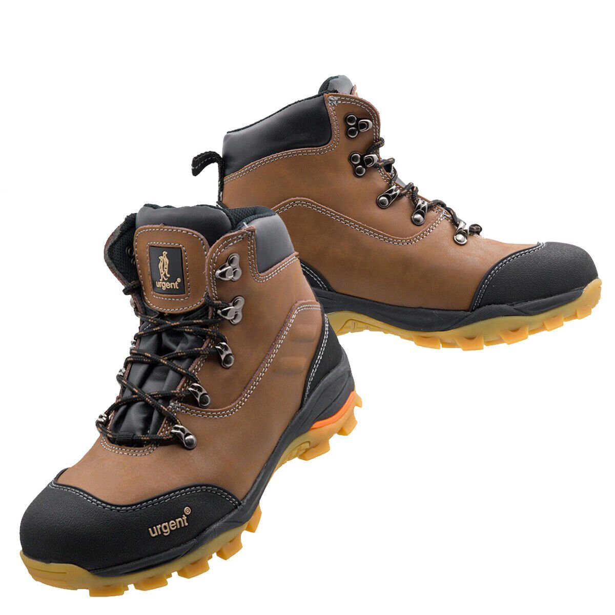 Urgent Arbeitsstiefel Захисне взуття Schutzschuhe Stahlkappe S1 Braun Arbeitsschuh Fersenstabilisator